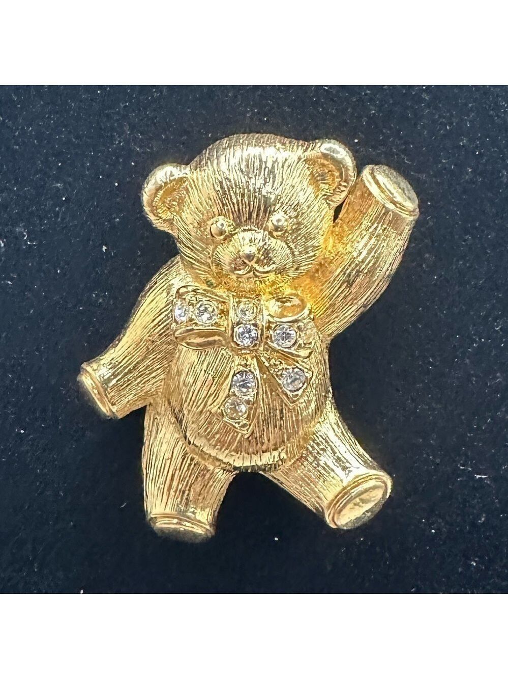 AVON Precious Teddy Bear, clear rhinestone brooch pendant